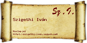 Szigethi Iván névjegykártya